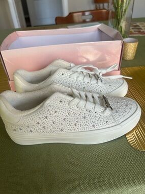 Juicy Couture White Crystal-Embellished Women's Sneakers